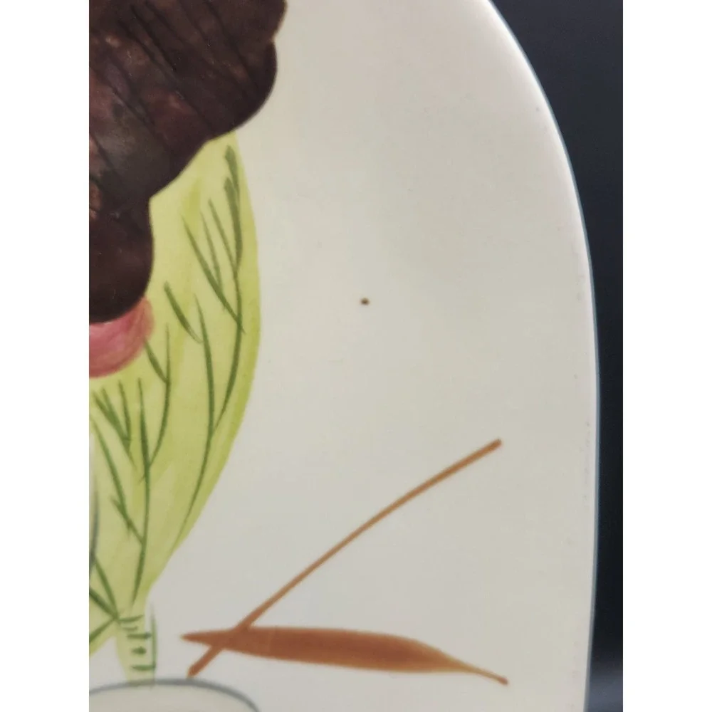 Red Wing Pottery Hand Painted Lotus Pattern Square Rounded Edge Dinner Plate